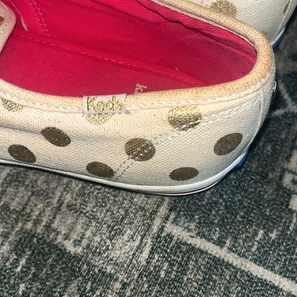 Kate Spade Keds Gold and White Sneakers with Polka Dot Design size 9.5 - Picture 7 of 10